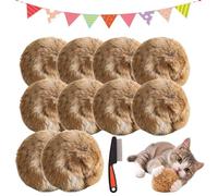 Rabbit Fur Ball Cat Toy, 3.15 in Catnip Ball, Rabbits Furs Balls Cat Toy with Soft Plush Lightweight Furry Interactive Cat Toys for Chasing, Kicking & Indoor Exercise, Washable Bunny Kick Toys (*10)