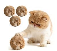 Rabbit Fur Ball Cat Toy 3 Inch, Real Rabbit Cats Pom Pom Balls with Catnip, Washable Fun to Chase, Natural Prey-Like Interactive Play, Interactive Cat Toy Ball for Chasing, Biting & Exercise (3PCS)