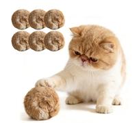 Rabbit Fur Ball Cat Toy 3 Inch, Real Rabbit Cats Pom Pom Balls with Catnip, Washable Fun to Chase, Natural Prey-Like Interactive Play, Interactive Cat Toy Ball for Chasing, Biting & Exercise (6PCS)