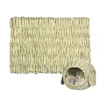 Rabbit Grass House - Natural Created Animal Hideaway | Cómodo cabaña de animales jugar Hideaway cama Heno Mat masticar juguete para conejo Guinea Pig Hamster Chinchilla