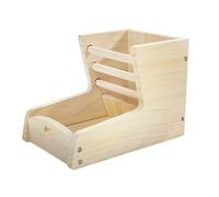 Rabbit Hay Holder, Chinchilla Feeder Rack, 14.5x22x15.5cm, Wooden Chew Resistant Feeder, Large Capacity Pine Wood, Multi-Pet Cage Organizer, 2 en 1 Feeding Solution