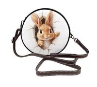 Rabbit Head Out Of The Hole - Bolso cruzado redondo de piel para mujer
