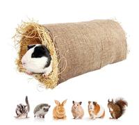 Rabbit Hideaway Túnel, Natural Woven Small Animal Toy, 14,96 x 7,48 x 6,3 pulgadas Cozy Sleeping Hut, Safe Chewable Material, Lightweight Plegable Diseño, Interior Outdoor Pet Play Use
