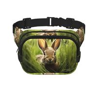 Rabbit in the Bush Fitness - Bolsa de hombro de viaje moderna e informal, riñonera cuadrada de doble capa, color negro, talla única, Negro, One Size