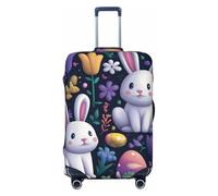 Rabbit in The Flowers - Protector elástico para equipaje, resistente al polvo y a los arañazos, se adapta a maletas de 18 a 32 pulgadas, Black, L