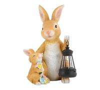 Rabbit Lamp - Solar Powered Garden Bunny Statue | Easter Bunny Lantern | Resin Weatherproof, Warm Light, Family-Themed, For Outdoor Patio Porch Yard Lawn Pathway, Housewarming Gift For WomenRabbit Lam