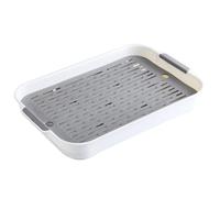 Rabbit Litter Box Dual Layer PP Bunny Litter Box Rectangular Rabbit Litter with Handle Spacious Smooth 14x10x2 Inch Small Animal Litter Box Bunny Litter Box
