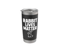 Rabbit Lives Matter Divertido humor sobre los derechos de los animales Vaso térmico de acero inoxidable de doble pared