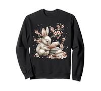 Rabbit Reading Books For Bunny Mom Cherry Blossom Flowers Sudadera