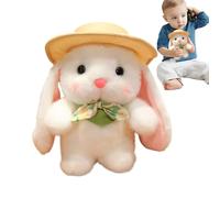 Rabbit Stuffed Animal - 9.05inCH Cute Pudding Plush Toy with Hat | Simulated PP Cotton Doll | Doll with Hat and Bow, Soft Fun Gift for Girl Child, Holiday Snuggle Companion