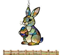 Rabbit Suncatcher - Acrylic Bunny Ornament, Sun Catchers Indoor Window Egg Design, Easter Hanging Pendant, Holiday Decoration Category, Colorful Glass Like Set for Women Moms Homes and Gardens