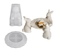 Rabbit Tray Silicone Mold - 3D Cute Candy Plates | Bunny Mold with Easy Release Functions, Silicone Tray with Smooth Casting for Holiday Birthday Party Home Room Desk School Dormitory Decorations