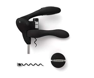 Rabbit W6004N - Sacacorchos de Palanca Original para Vino con cortacápsulas y Espiral Adicional, Acabado Negro, acción de Palanca Suave para una extracción del Corcho sin Esfuerzo