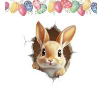 Rabbit Wall Sticker - Cracked Festive Decal, Playful Ripped Paper Bunny Portrait with Vibrant Color Finishes, Instant Room Transformation Effect, Ideal for Apartment Party Styling