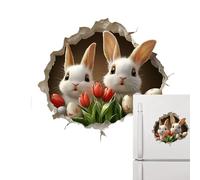 Rabbit Wall Sticker - Cracked Festive Decal, Playful Ripped Paper Bunny Portrait with Vibrant Color Finishes, Instant Room Transformation Effect, Ideal for Apartment Party Styling