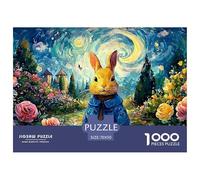 Rabbit Wearing Blue 1000 Stück Premium-Karton Puzzle Rabbit in A Blue Cloak Lebendige Bilder Familienspiel Puzzles Als Geburtstagsgeschenke 70x50cm/1000pcs