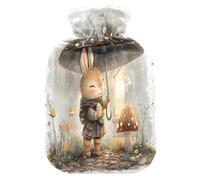 Rabbit Wearing Boots está sosteniendo una bolsa de agua caliente Umbre (2) con funda de forro polar suave, bolsa de agua caliente para aliviar el dolor de cuello y hombros, terapias calientes y