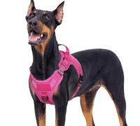 rabbitgoo Arnés para perros grandes sin tirones, chaleco táctico para perro con mango Molle y control, arnés militar ajustable y reflectante para mascotas para caminar y entrenar fácilmente, rojo
