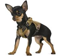 rabbitgoo Arnes Perro Antitirones, Arnes Perro Pequeño Mediano Transpirable, Arnes Táctico Perro ajustable con Asa Anillos y Molle, Chaleco Durable Reflectante para Adiestrar, Caminar, Cazar, Marrón S