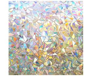 rabbitgoo Vinilos para Cristales Privacidad Efecto Arcoíris 90x200cm, Vinilo Ventana Translucido Sin Pegamento, Anti UV, Lámina Adhesivo Cristal Decorativa para Balcón Sala de Estar Cocina Oficina
