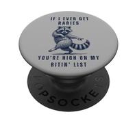 Rabia Lista Bitin Mapache Humor Oscuro Vida Silvestre Juego de Palabras PopSockets PopGrip Adhesivo