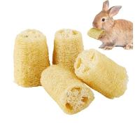 rabit Grinding Toys - 4 Pack Natural Loofah Fiber, Small Pet Chewing Supplies, Hamster Enrichment Activity, Guinea Pig Health Aid | Bunny Entertainment Accessory For Pet Parents Shelters Shops