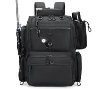 Rabjen Mochila de aparejos de pesca con soportes para caña, soporte para botellas, bolsa de almacenamiento de 40 L (bandejas no incluidas) para almacenar equipo de pesca, Negro -, Viajes