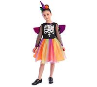 Rabtero Ropa de bruja de Halloween infantil, vestido de mapa de bruja de unicornio con capucha y alas de unicornio, vestido de bruja de Halloween para niñas de 3-4 años