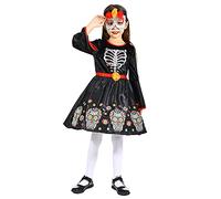 Rabtero Ropa de esqueleto de Halloween para niños, ropa de día de los muertos de niñas, ropa de esqueleto de niñas de 7-8 años