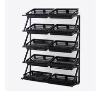 Rac de 47 a 59 pulgadas de alto - Cestas de exhibición de mercado de agricultores de 4/5 niveles para mercados - Nizer versátil para frutas, veterinarios y aire acondicionado - comerciante con