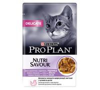 Ração húmida para Gatos Pro Plan Cat Adult NutriSavour Delicate with Turkey | Wet (Saqueta) | 26 x 85 g