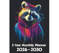 Raccoon 5 Year Monthly Planner: Large 60 Month Sunday to Saturday Calendar | Gift For People Who Love Forest Animals, Wildlife Lovers | Ideal for ... and Busy Individuals | 8.5 x 11 Inches | v1