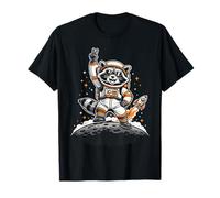 Raccoon Astronaut On The Moon with Rocket Retro Space Iconic Camiseta