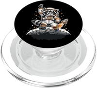 Raccoon Astronaut On The Moon with Rocket Retro Space Iconic PopSockets PopGrip para MagSafe