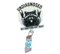 Raccoon Badge Holder, Retractable Clip Reel, Cute Animal ID Accessory, 360° Rotating Alligator Grip, 1 Pack Multicolor, Excellent for Nurses Teachers Students Medical Use