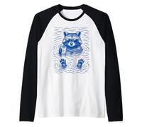 Raccoon Bath Water Swimming Ripples Cool Raccoon Face Camiseta Manga Raglan