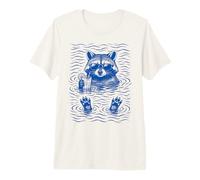 Raccoon Bath Water Swimming Ripples Cool Raccoon Face Camiseta Premium