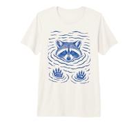 Raccoon Bath Water Swimming Ripples Cute Raccoon Face Camiseta Premium