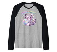 Raccoon Blowing Bubble Chewing Gum Bubble Trouble, Raccoon Camiseta Manga Raglan