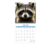 Raccoon Calendar - 12 Month Spiral Binding Planner, Wall Decor