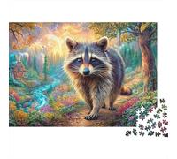 Raccoon Caminando en un Camino del Bosque Puzzle De 1000 Piezas Cute Raccoon Juego De Puzzle Familiar para Todas Las Edades 70x50cm/1000pcs