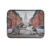 Raccoon Cat on Street - Funda protectora acolchada impermeable para portátil de 14 a 16 pulgadas