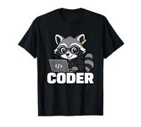 Raccoon Coder Lindo Gráfico Animal Programación Camiseta