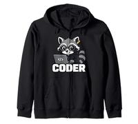 Raccoon Coder Lindo Gráfico Animal Programación Sudadera con Capucha