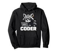 Raccoon Coder Lindo Gráfico Animal Programación Sudadera con Capucha
