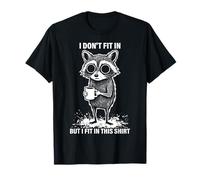 Raccoon Coffee I Don't Fit In Misfit Humor Halftone Graphic Camiseta