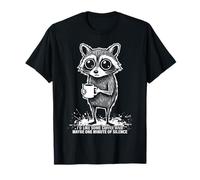 Raccoon Coffee Mug Distressed Halftone Introvert Morning Camiseta