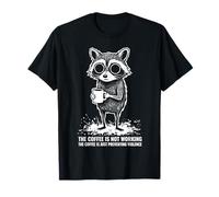 Raccoon Coffee Mug Sarcastic Exhaustion Halftone Graphic Camiseta