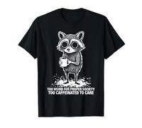 Raccoon Coffee Too Weird For Proper Society Halftone Graphic Camiseta