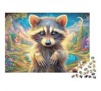Raccoon con Patas Arriba bajo el Cielo Iluminado por la Luna Puzzle De 1000 Piezas Cute Raccoon Excelente Regalo para Ancianos, Mayores, Adultos Y Niños 52x38cm/1000pcs